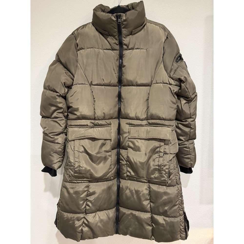 MADDEN GIRL Women's Olive GREEN Puffer Jacket Size‎ Large Long Cozy City